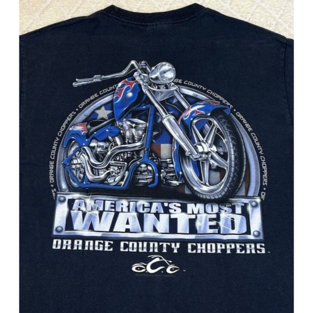 Vintage 2004 Orange County Choppers Americans Most Wanted 2 Sided Tee Size M